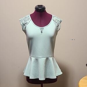 Guess Mint Peplum Blouse